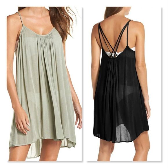 Elan Strappy Back Cover-up Slip Dress size Small in Green - Picture 1 of 10